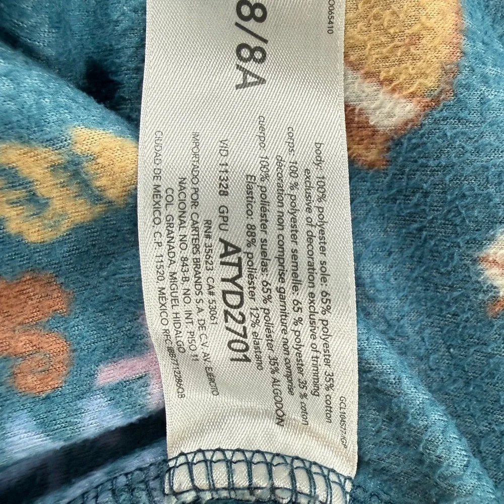 Carters Kids Blue Fleece Footed Pajamas Smores Camping Print Child Size 8